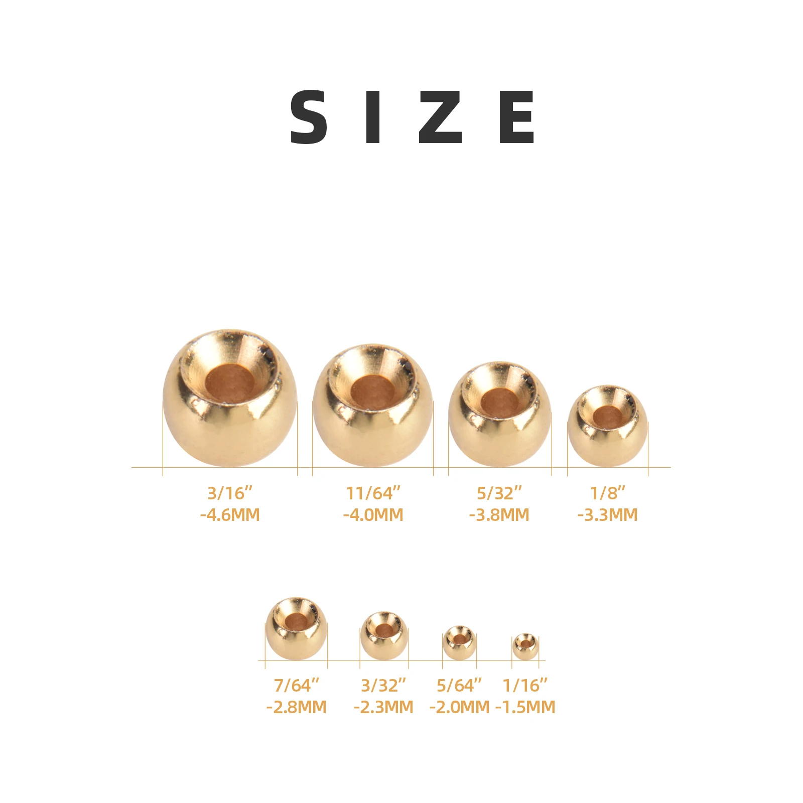 SF-cuentas doradas de tungsteno para atado de moscas, 25 piezas, 1,5-4,6mm, Cyclops - imagen 3