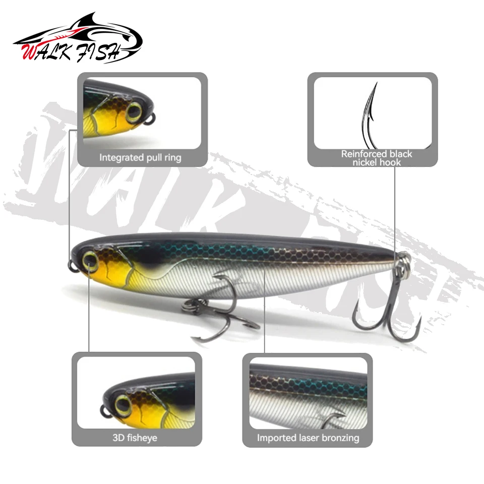 WALK FISH-señuelo de Pesca Artificial, cebo de lápiz Topwater, Stickbait flotante para caminar, perro, lubina, trucha, Wobblers Isca Ocean, 6g, 12g - imagen 3