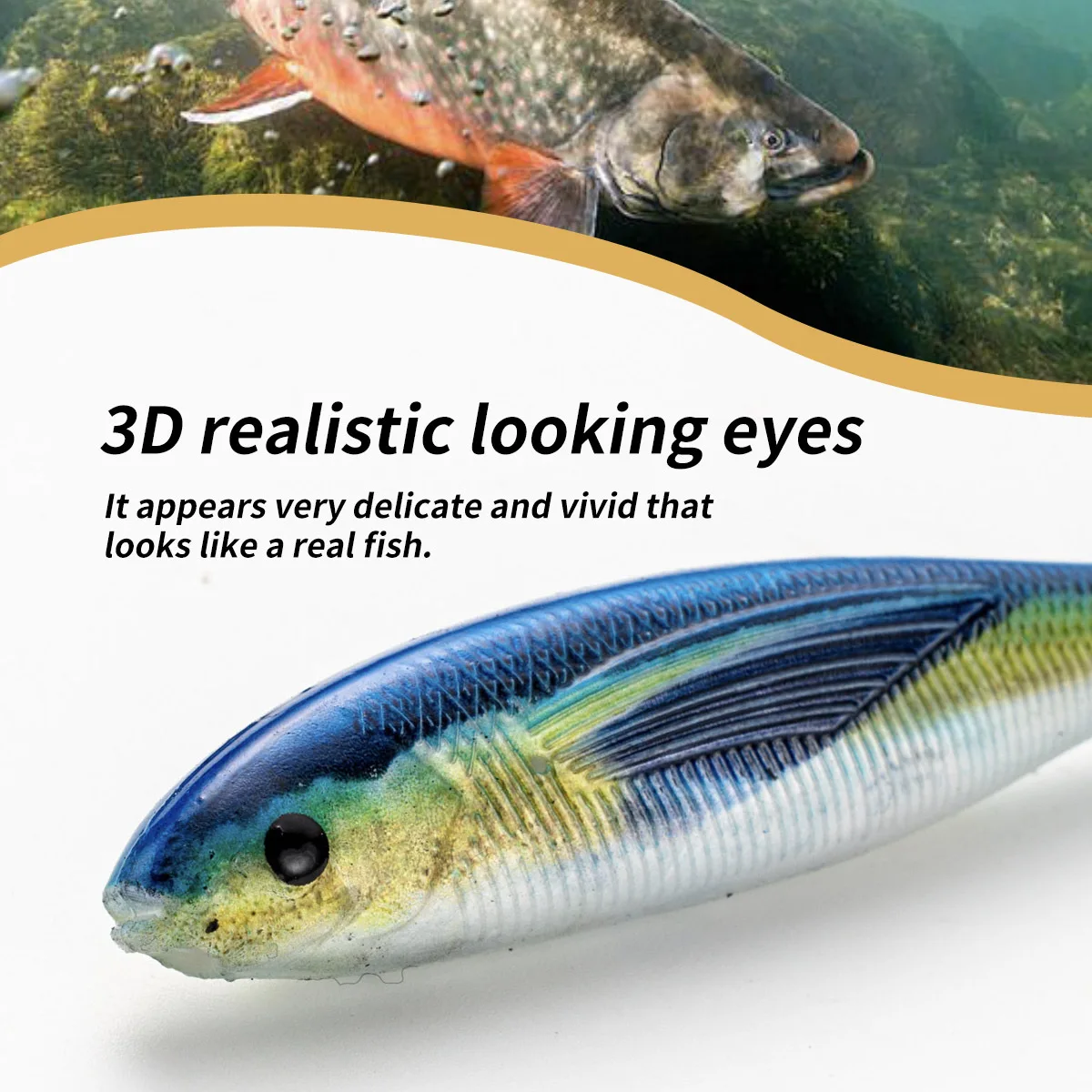 Mar Yolo-señuelo de agua que se hunde, cebo suave de cola de horquilla, perca de cebo biomimético 3D, equipo de pesca, 12cm, 10,5g - imagen 4