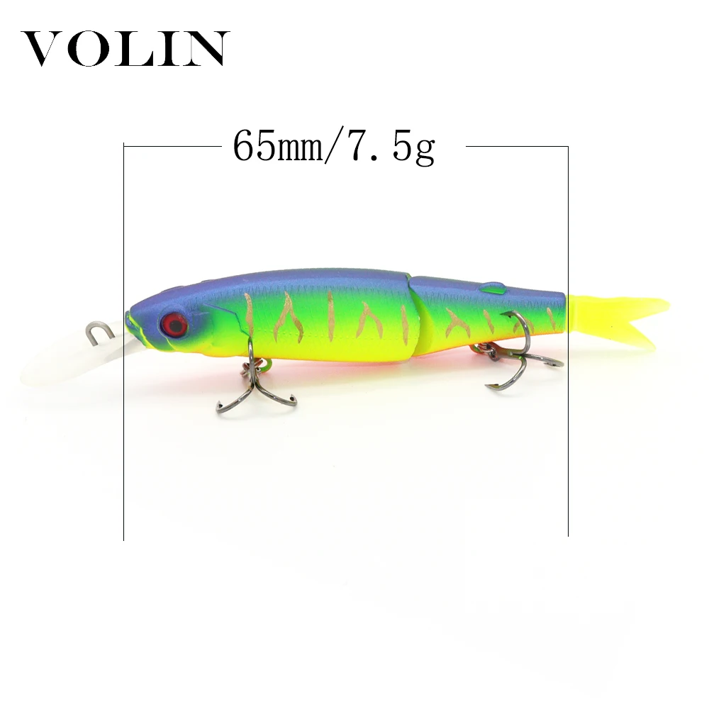 VOLIN-señuelo de pesca Artificial para pececillos duros, cebo articulado con cola de Magallón, Lur e, 65mm, 2022g, 1 unidad, 7,5 - imagen 2