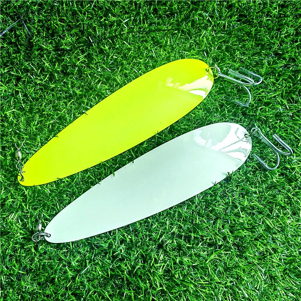 Señuelo de cuchara grande de 110g, cebo duro, cuchara giratoria de Metal, Wobbler de hundimiento, arrastre largo, tira de pesca de agua salada, señuelo de atún de lubina - imagen 5