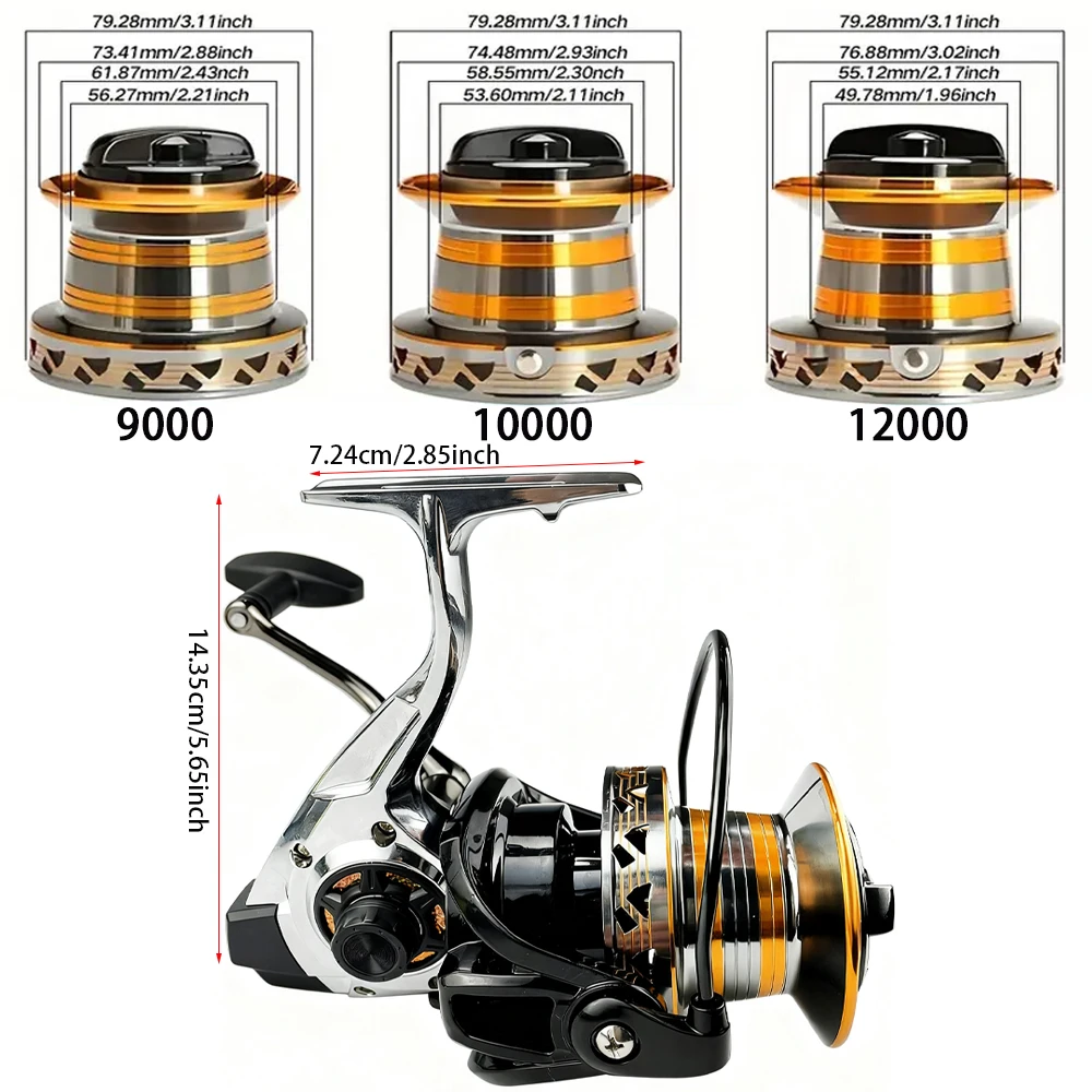 Carrete giratorio grande 9000 10000 12000 serie 30KG arrastre máximo carrete de Metal de fundición larga para Pesca de carpa Pesca de curricán de agua salada - imagen 4