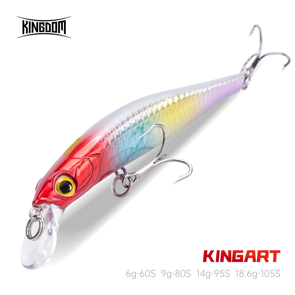 Kingdom-cebo de pececillo que se hunde, 60, 80, 95, 105mm, vibración, hundimiento, Jerkbati, Swimbait, imán, transferencia, señuelo de pesca duro de fundición larga - imagen 4