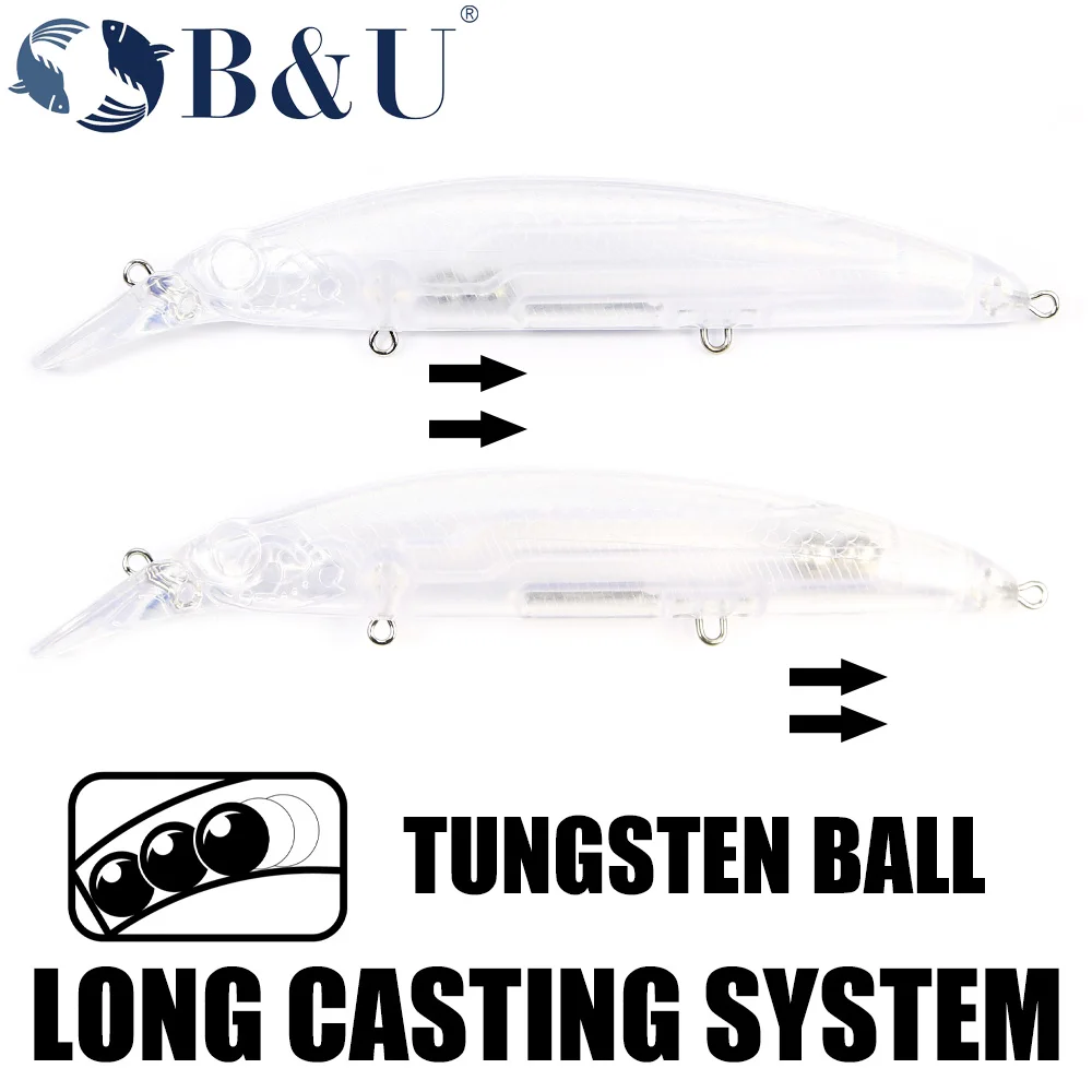 B & U-Señuelo de pesca de agua salada de tungsteno, piscardo de flotación lenta, lanzamiento largo, plásticos artificiales, cebos duros, platija de lubina, 110mm, - imagen 4