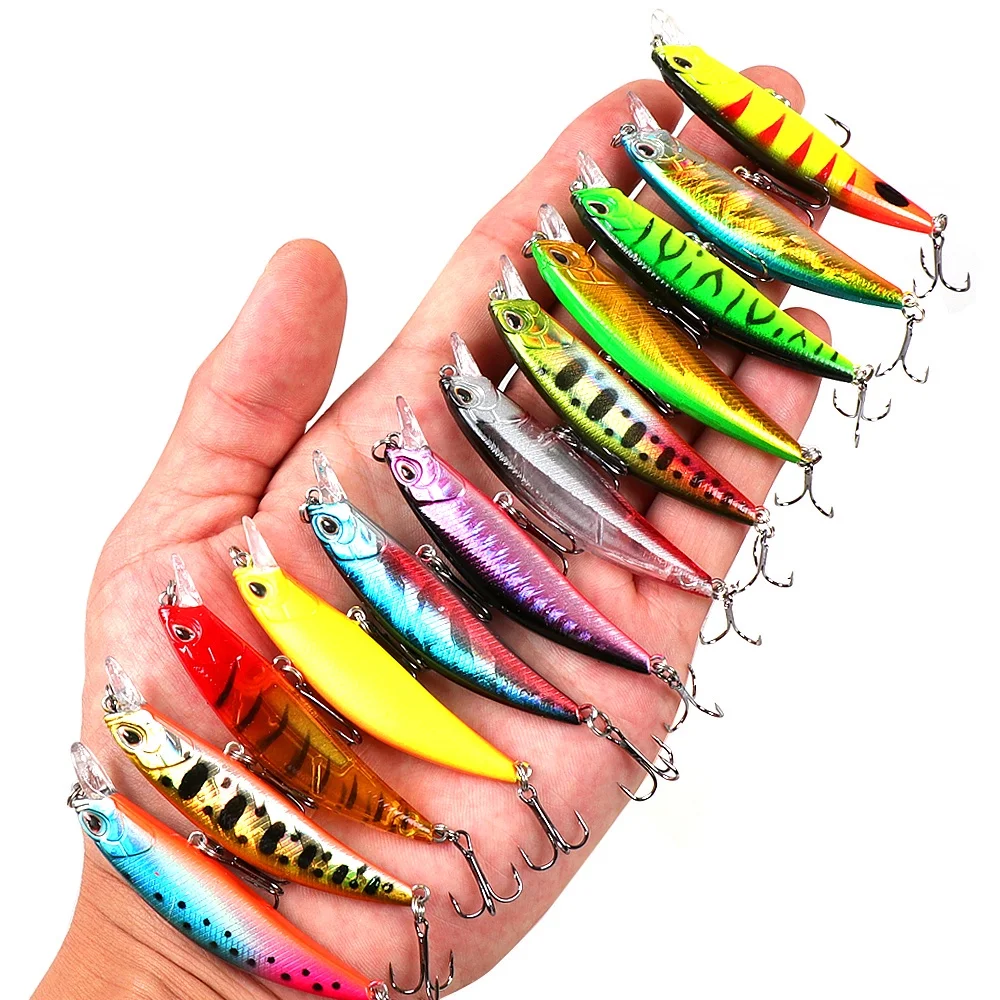 Señuelo de pesca de 6,5 CM, 5G/7G, que se hunde en el agua pececillo, ojos 3D, arrastre láser, señuelo de plástico, cebo de zumbido con 2 ganchos tribles - imagen 3