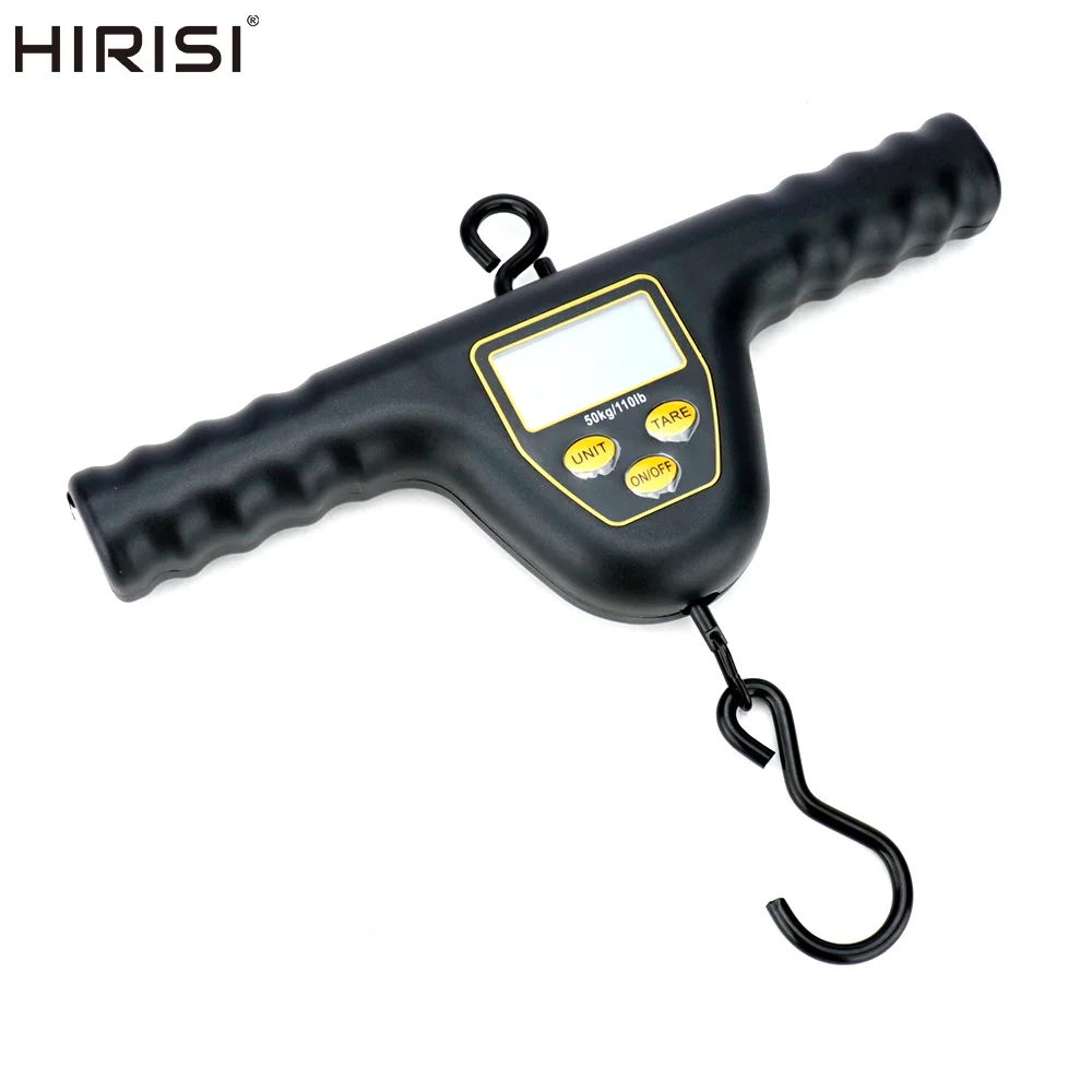 Hirisi-báscula de pesca Digital, 110lb/50kg, pantalla LCD retroiluminada, barra electrónica, báscula Digital, accesorios de pesca