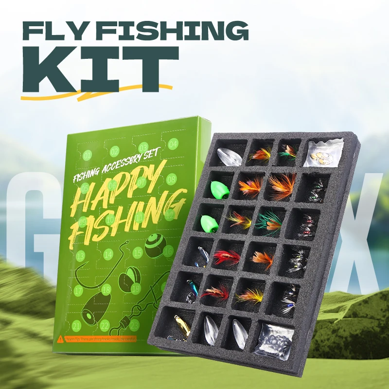 WEIHE Flying Box-Juego de caja de regalo con anillo de ocho caracteres, mordida, plomo, lentejuelas, juego de pesca voladora navideña