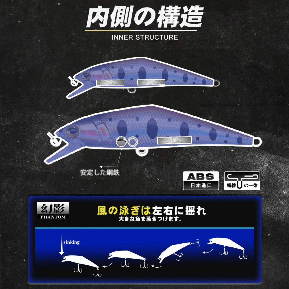 D1 Wobblers Japón pececillo duro señuelo de pesca que se hunde para agua salada 63mm/4,8g 85mm/14,7g cebo de natación accesorios de pesca para trucha - imagen 5