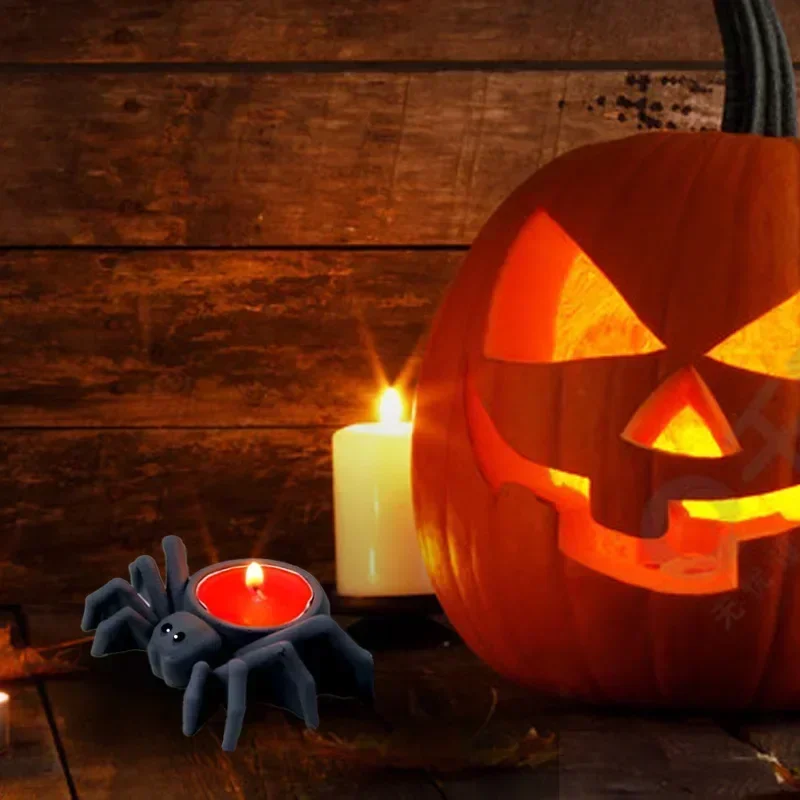 Molde portavelas estilo Halloween, araña 3D hecha a mano, moldes creativos de silicona, decoración gótica de araña, candelabro, molde para taza de vela - imagen 2