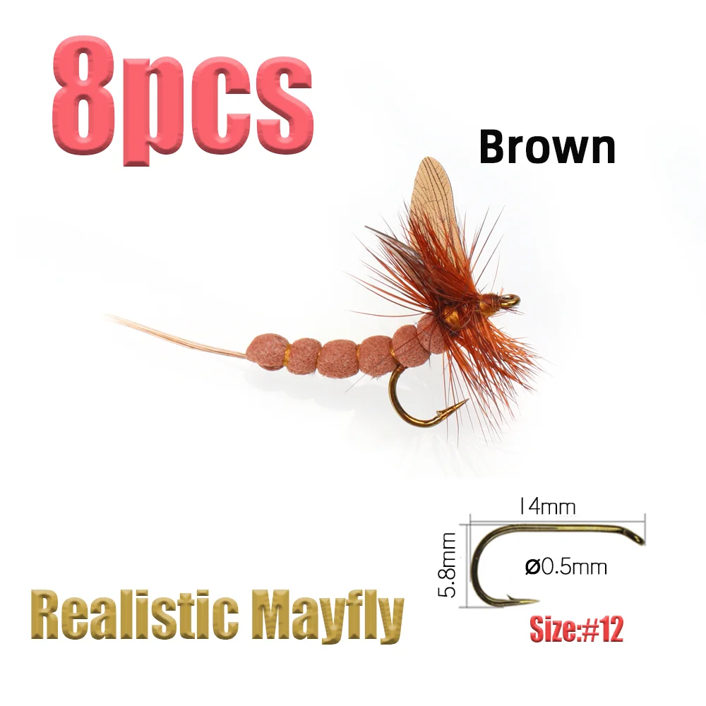 8pcs Brown Mayfly