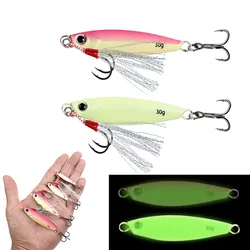 Jig luminiscente tiro lejano anzuelo doble para pesca caballa