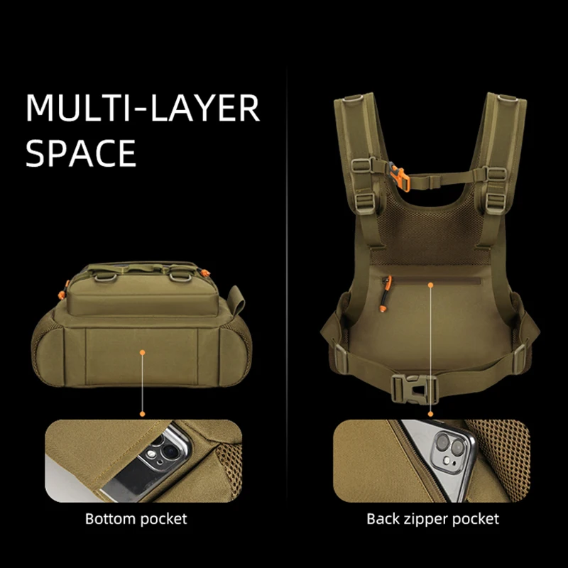 Bolsa táctica para escalada en el pecho, chaleco Molle, bolsa frontal para exteriores, senderismo, Camping, pesca, señuelo, Kit de reconocimiento, riñonera deportiva para caza - imagen 5