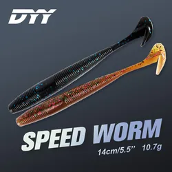 DYY-cebo suave de gusano de velocidad, 14cm, 5,5 ", señuelo suave de silicona, cola de paleta, sábalo, cebos blandos artificiales para Lucio, señuelo de pesca
