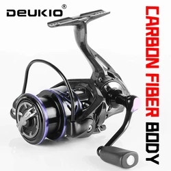 DEUKIO-Carretes de pesca de carbono, accesorio de bobina de pesca de agua salada, peso ligero, 5 + 1 rodamientos de bolas, 8kg de arrastre