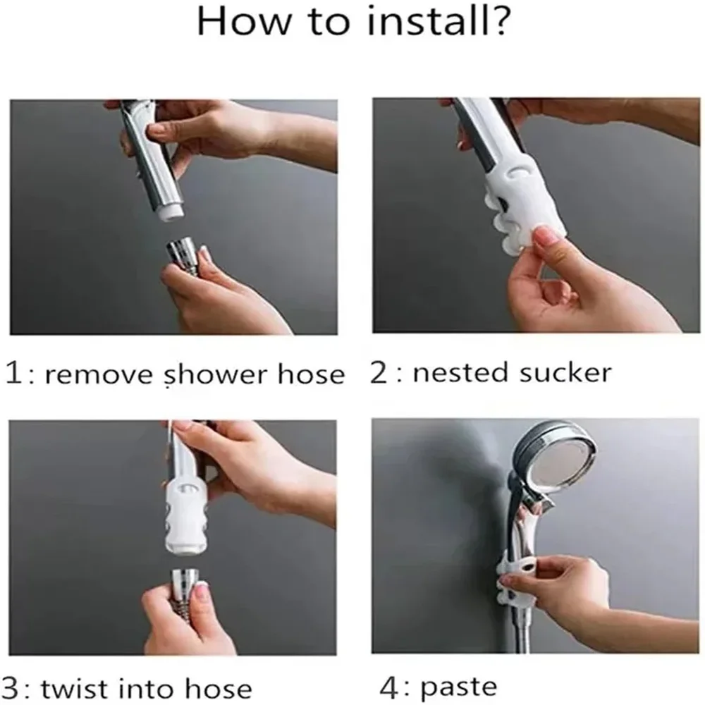 Cabezal de ducha de plástico de silicona, Base de ventosa, soporte de cabezal de ducha no perforado, soporte de cabezal de ducha colgante para lluvia - imagen 5