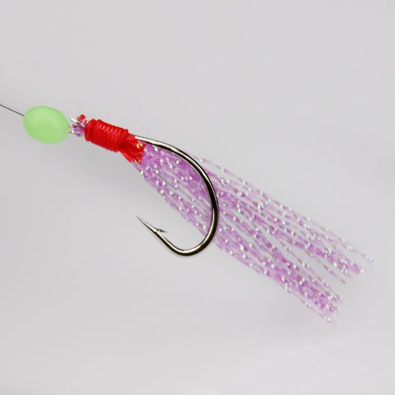 Nueva cola larga atada brillo pez señuelo aparejos de pesca cuerda de acero al carbono gancho luminoso nadar suave cebo gancho portátil - imagen 2