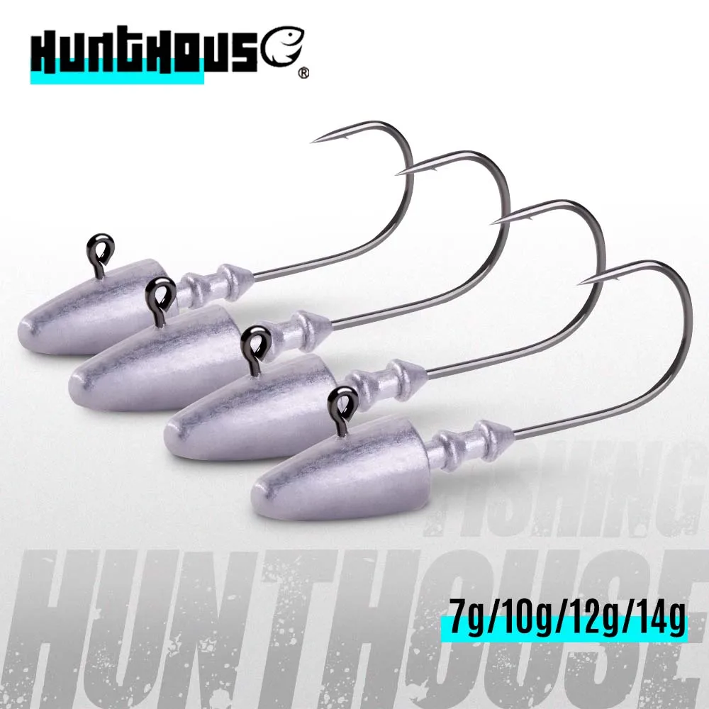 Hunt house 7g 10g 12g 14g dardo Jig Head anzuelo de pesca señuelo suave anzuelos de acero alto en carbono cabezales de plantilla para anzuelos de pesca