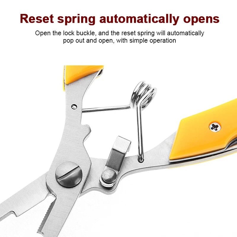 Alicates de pesca de anillo dividido de acero inoxidable, tijeras de uso de peces de 14,5 cm para caña de señuelo, cortador de línea, herramienta removedora de anzuelos con funda Oxford - imagen 4