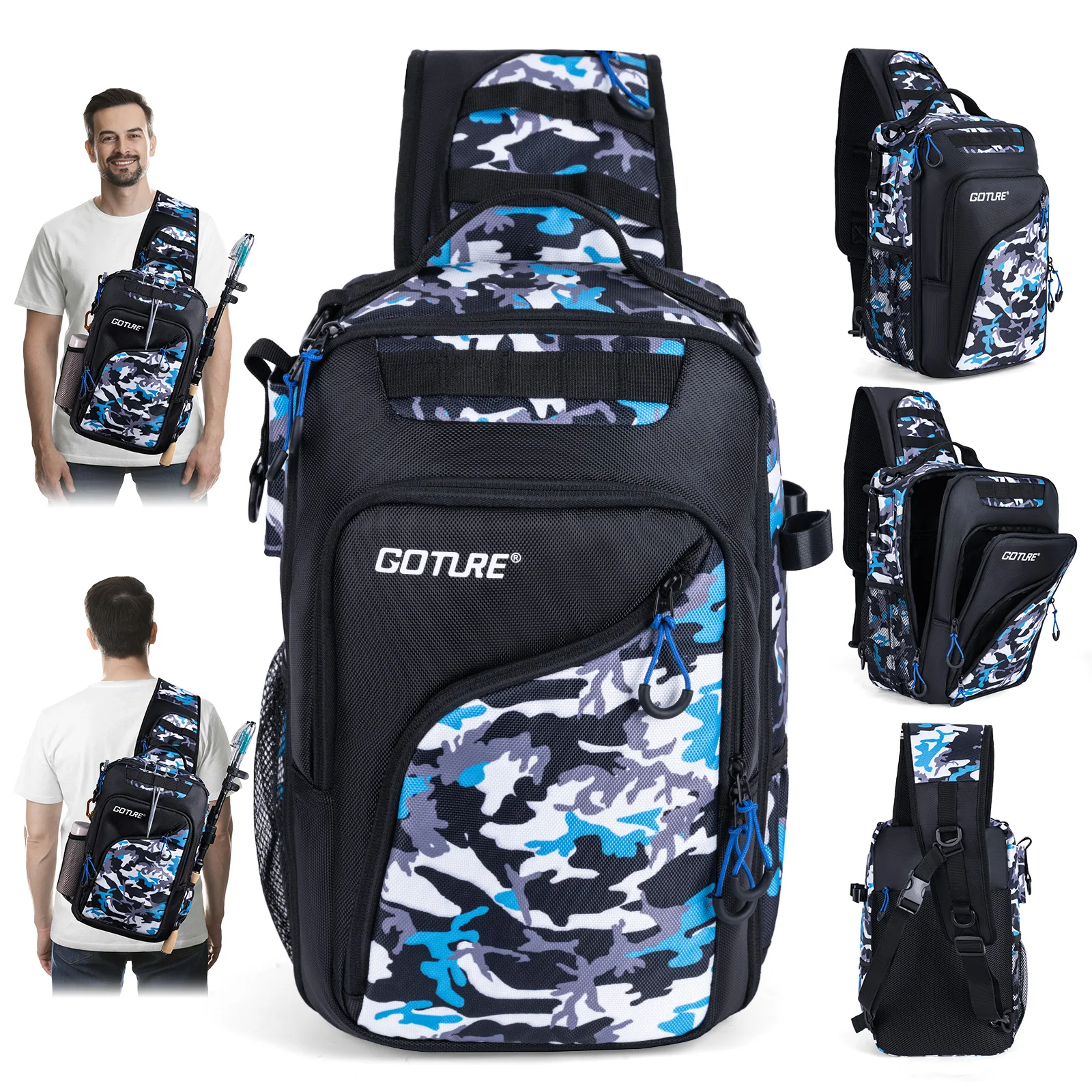 Goture – Bolsa de pesca grande con cajas y soportes para cañas - imagen 3