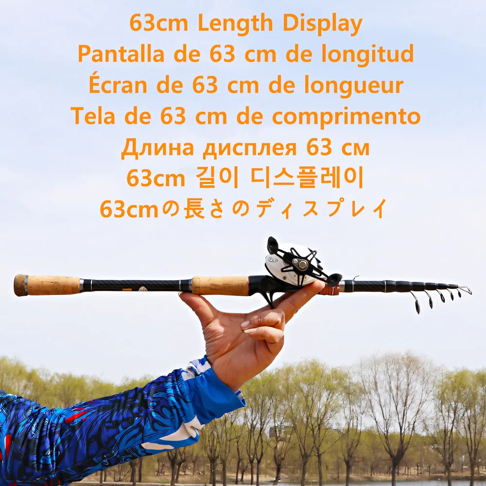 Caña de pescar de 11 libras, caña de señuelo telescópica de fibra de carbono, caña de pescar de trucha de lubina de carpa portátil, cañas de fundición de spinning M ultraligeras - imagen 3