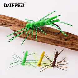 Wifreo 3 piezas # 4 Gizzly patas de goma espuma saltamontes terrestres moscas secas pesca Topwater señuelo cebo para trucha lubina salmón