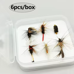 6 unids/caja cebo de pesca con mosca portátil ultraligero señuelos de Jigging Ultra afilados moscas húmedas señuelo anzuelos de pesca caja de engranajes de peces