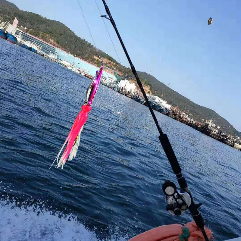 200g/150g/120g/100g/60g Glow Lumious Kabura Slider Snapper/orata Jig head con falda jigging señuelo barco inferior jig Cod señuelo - imagen 3