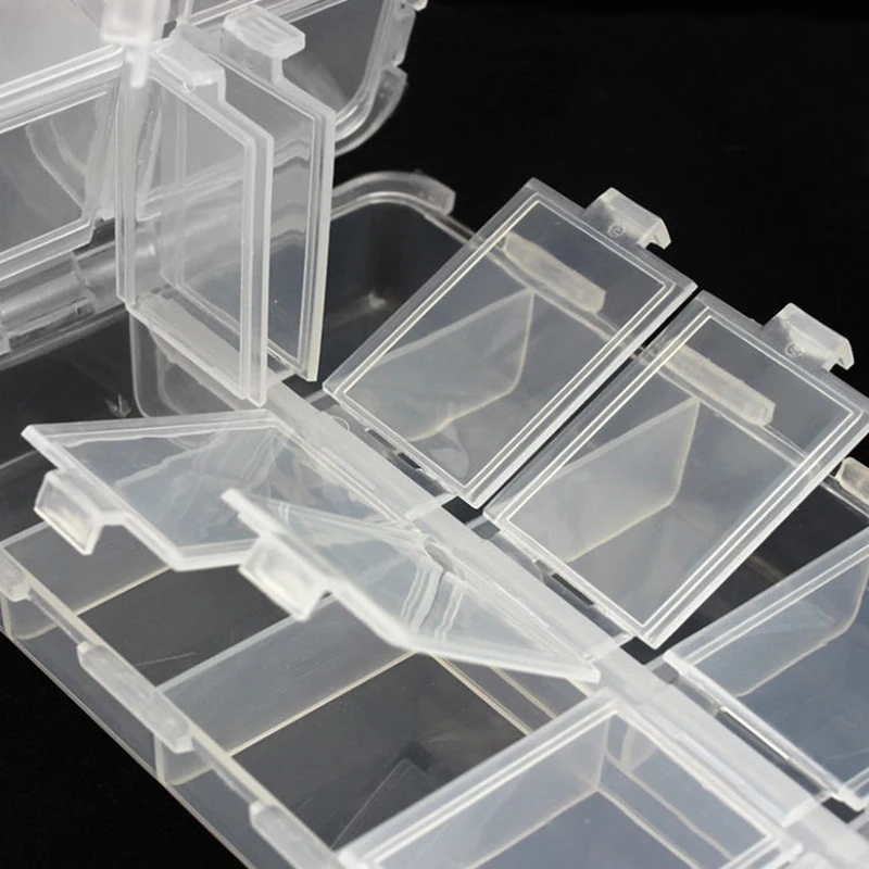 WEIHE mini caja de aparejos de pesca roja 10 compartimentos para pequeños anzuelos impermeables de plástico transparente señuelos cebos accesorios de pesca - imagen 3