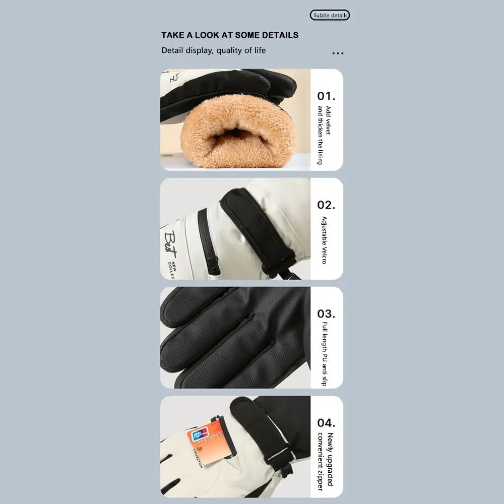Windproof Skiing Gloves for Men Sports Cycling Motocycle Full Palm Plush Gloves Touch-screen Thickened Snowboard Gloves Winter - imagen 2