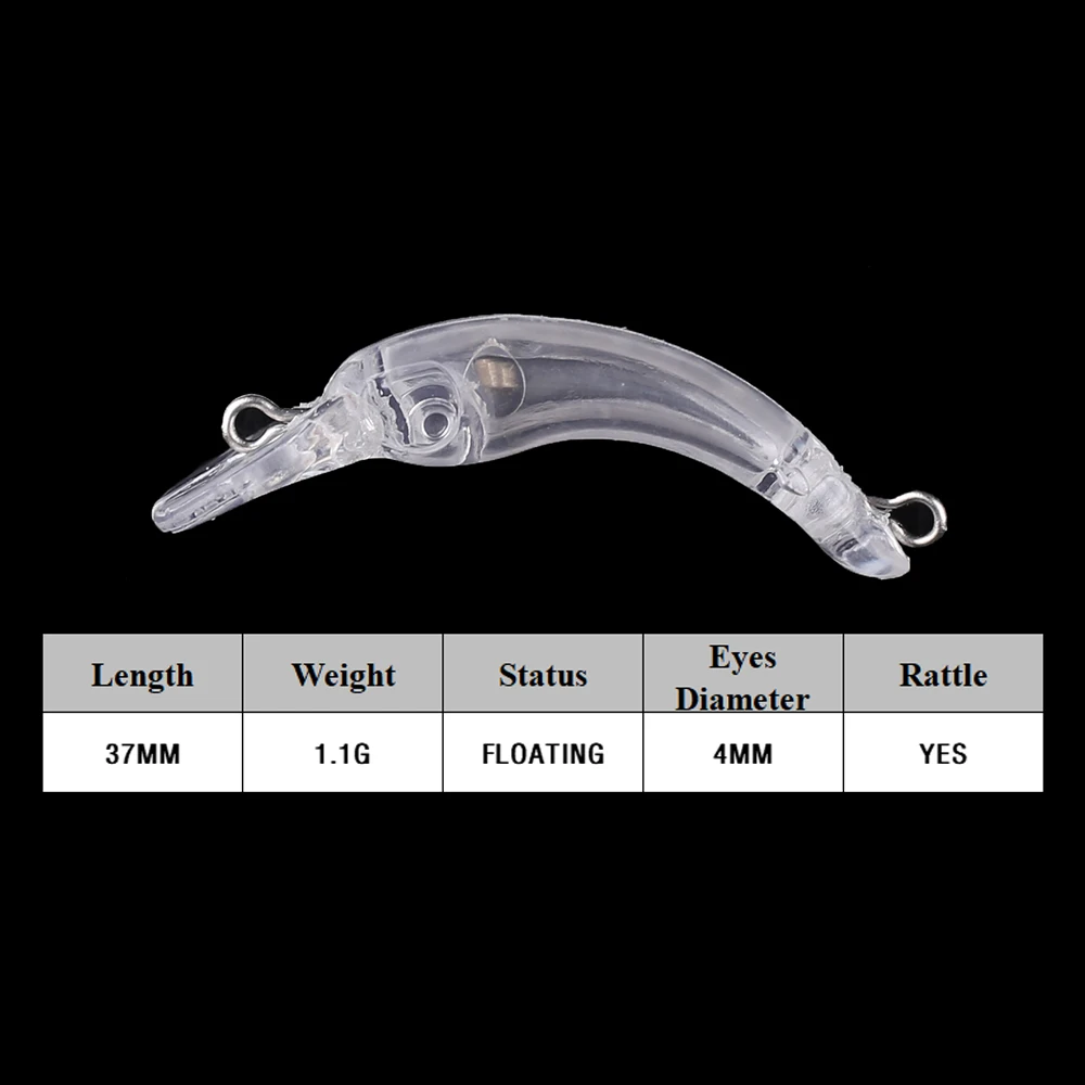 Chan'sHuang-Cebo en blanco sin pintar, Mini pececillo flotante, señuelo de pesca Artificial, 3,7 cm, 1,1g, 50 unidades - imagen 2