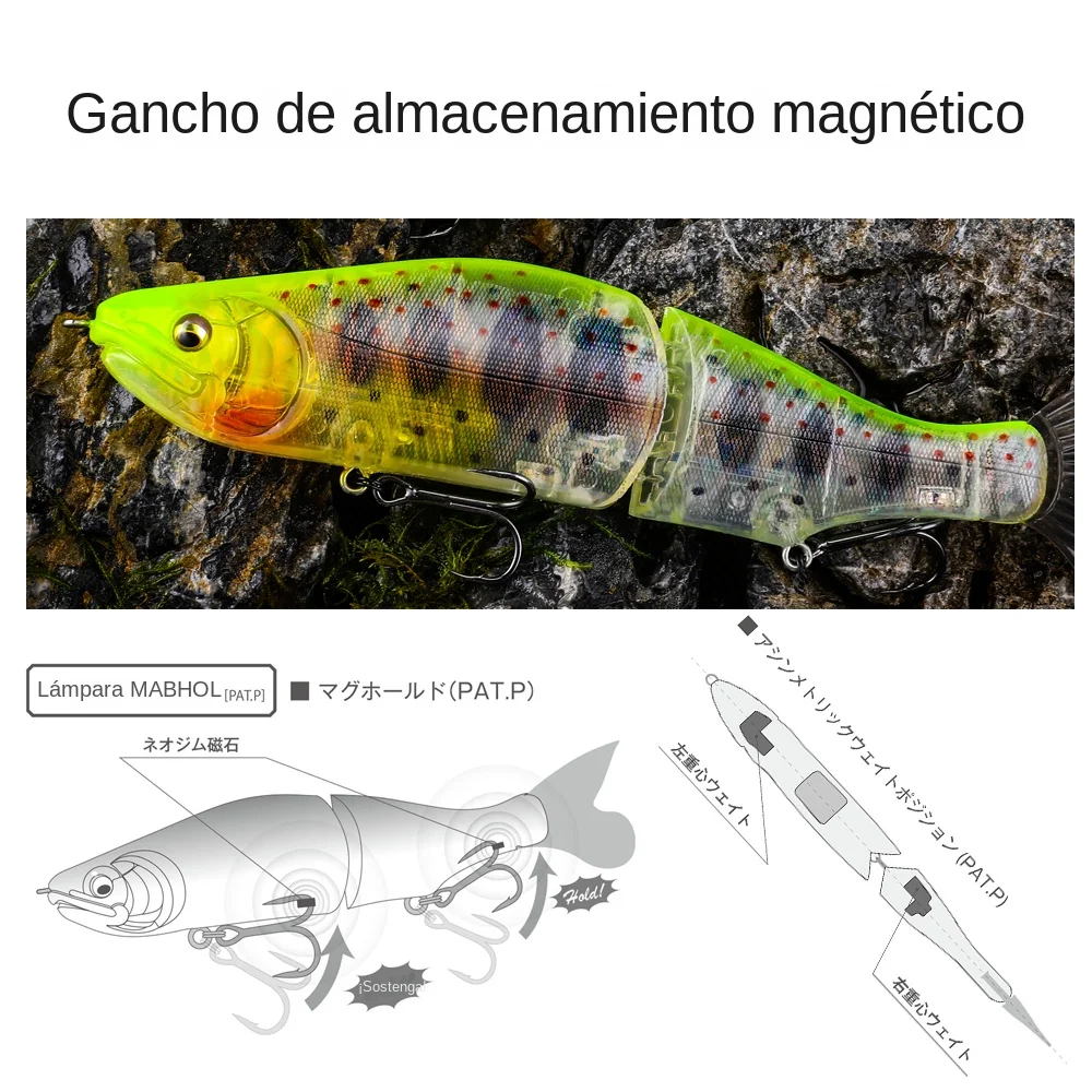 BEARKING-señuelo de pesca superior, 185mm, 64g, 2,25oz, Wobblers de pececillo articulado, cuerpo ABS con cola suave, SwimBaits, señuelo suave para Lucio y lubina - imagen 5