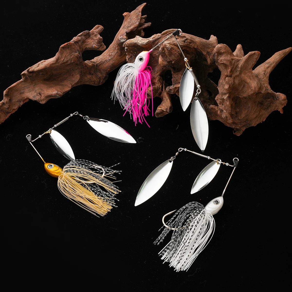 Spinnerbait doble hoja para lubina – Señuelo artificial giratorio - imagen 3