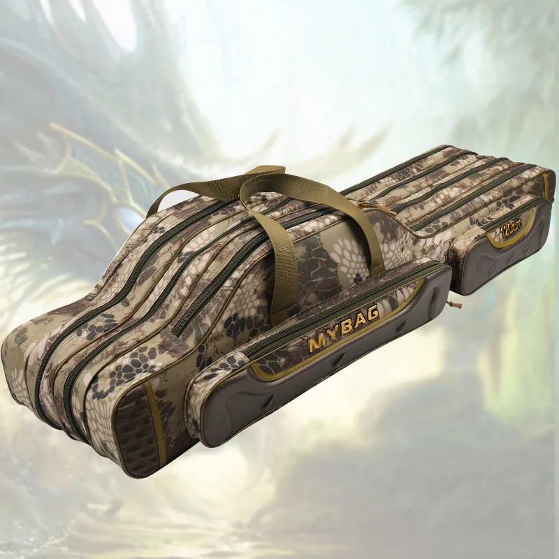 Bolsa multifuncional para equipo de pesca, lona impermeable de 2/3/4 capas, para herramientas de caña de pescar, vientre de 120CM, 130CM, bolsas de almacenamiento de aparejos XA85G - imagen 3