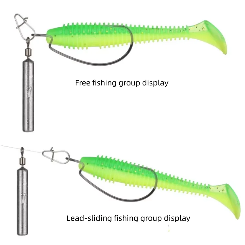 Anillo de acero inoxidable con colgante de plomo para pesca inversa, grupo de pesca gratis, colgante de plomo cilíndrico en forma de gota para señuelo, 5 uds. - imagen 4