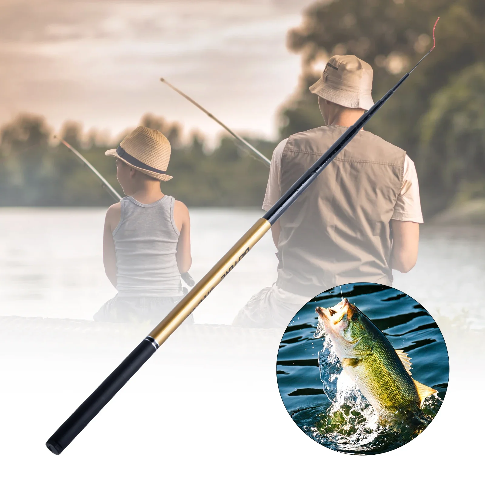 Goture-caña de pescar telescópica para buceo, alimentador de fibra de carbono, potencia 2:8, para pesca en Lago y río, Mini 1,8 m, 2,1 m, 2,7 m, 3,0 m - imagen 5