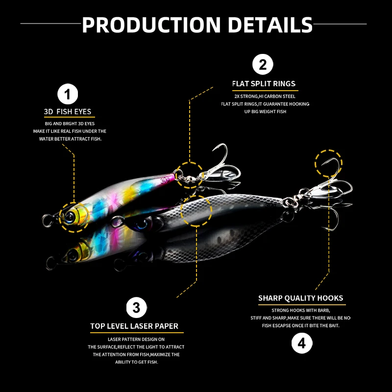 MAGIC WORKS-señuelo de pesca de Metal, cebo Artificial, anzuelo triple, 10g/15g/20g/30g - imagen 5