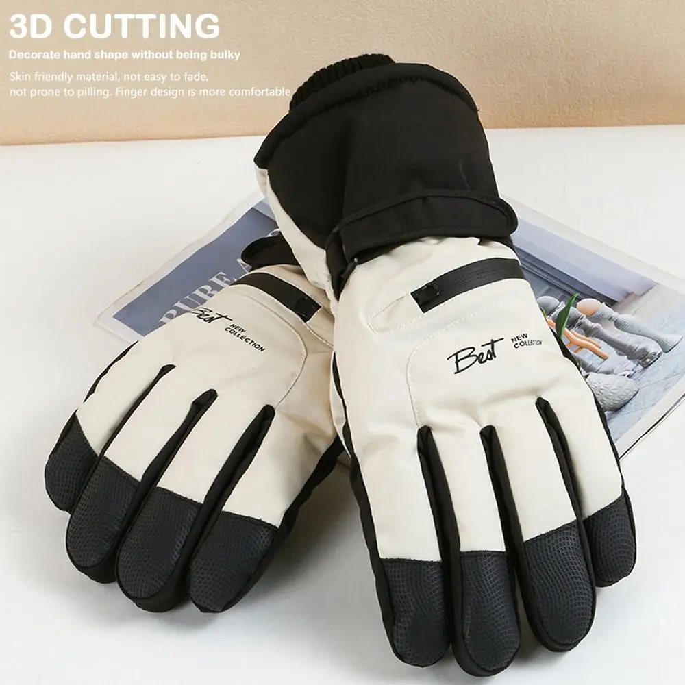 Windproof Skiing Gloves for Men Sports Cycling Motocycle Full Palm Plush Gloves Touch-screen Thickened Snowboard Gloves Winter