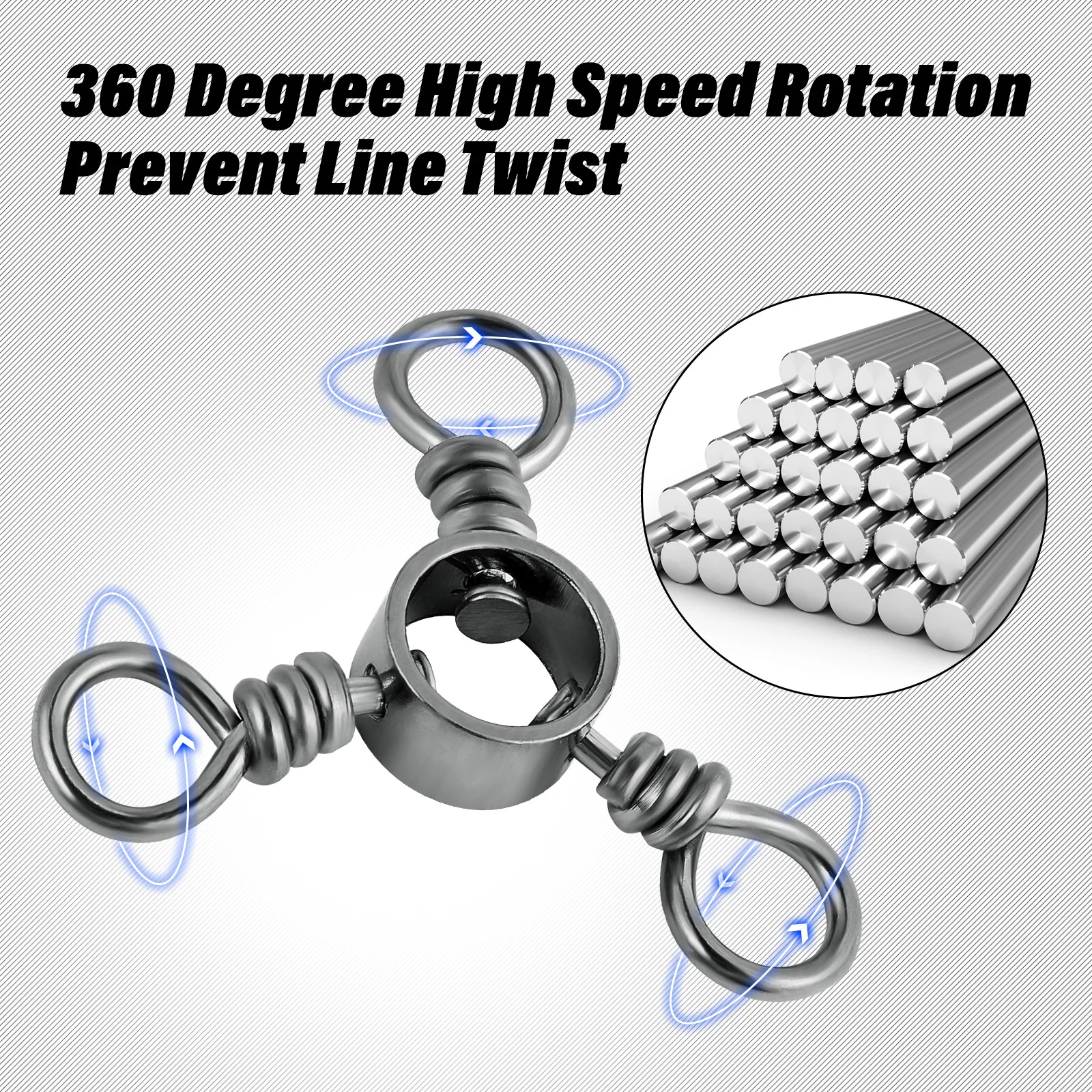 Conector de anzuelo de línea de pesca de 3 vías, aparejo de bagre de agua salada, barril giratorio de acero inoxidable para señuelo de pesca, aparejo de lubina, 50 piezas - imagen 3