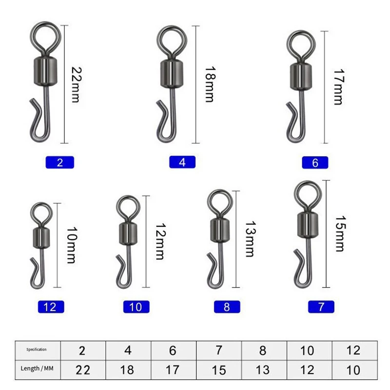 50 Uds. Conector de pesca giratorio de rodamiento en forma de Q giratorios de cambio rápido para accesorios de aparejos terminales de pesca de carpa - imagen 4
