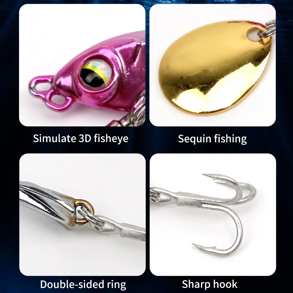 Topline-señuelo de Pesca de Metal Vib, cuchara de arrastre, Wobbler, hundimiento, cebo duro Artificial, accesorios de Pesca, 10g/15g - imagen 5