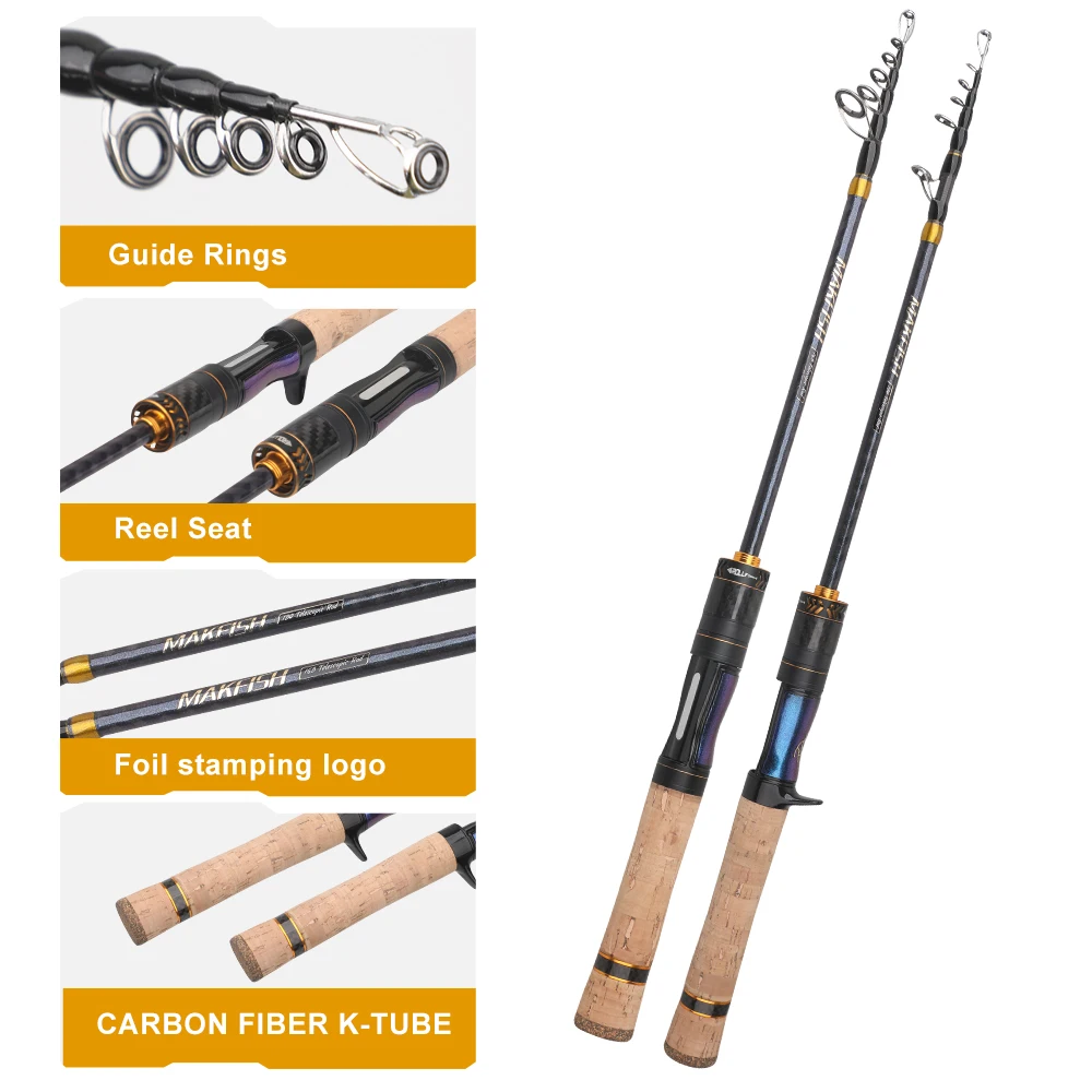 Caña telescópica ROLLFISH de carbono ultra ligera – Acción rápida para lubina - imagen 2