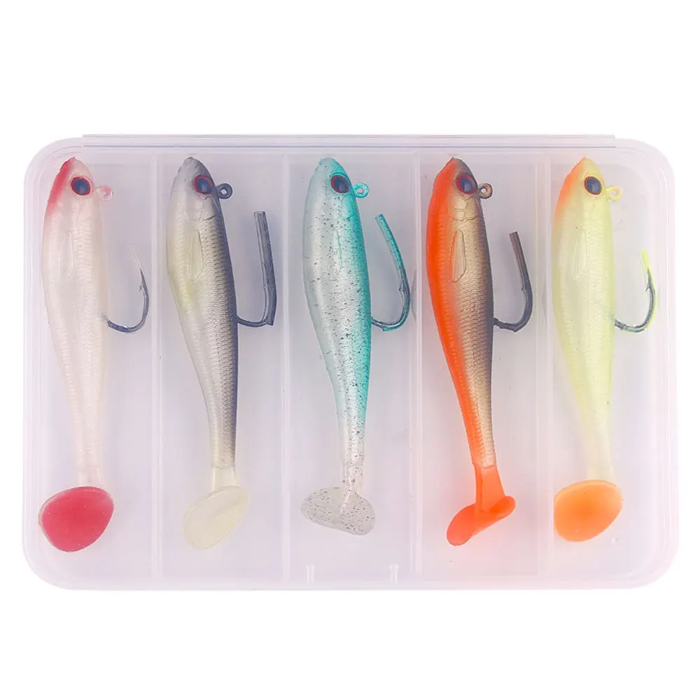 5 uds pececillo negro Shad Swimbait cebo de gusano 7cm6,6g 9cm 12,5g señuelo de pez de silicona suave agua salada pesca de agua dulce Jigging Wobbler - imagen 5