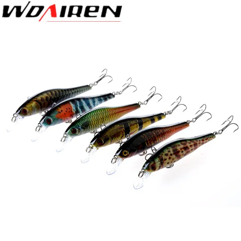 Señuelo de pesca Minnow Wobblers, 1 unidad, 9,5 cm, 11g, cebo duro Artificial, Crankbait Swimbait con anzuelos, aparejos de pesca Isca, WD-386 - imagen 5