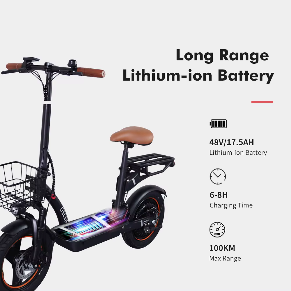 Scooter Eléctrico C14 5000W – Plegable con asiento y canasta urbana - imagen 5