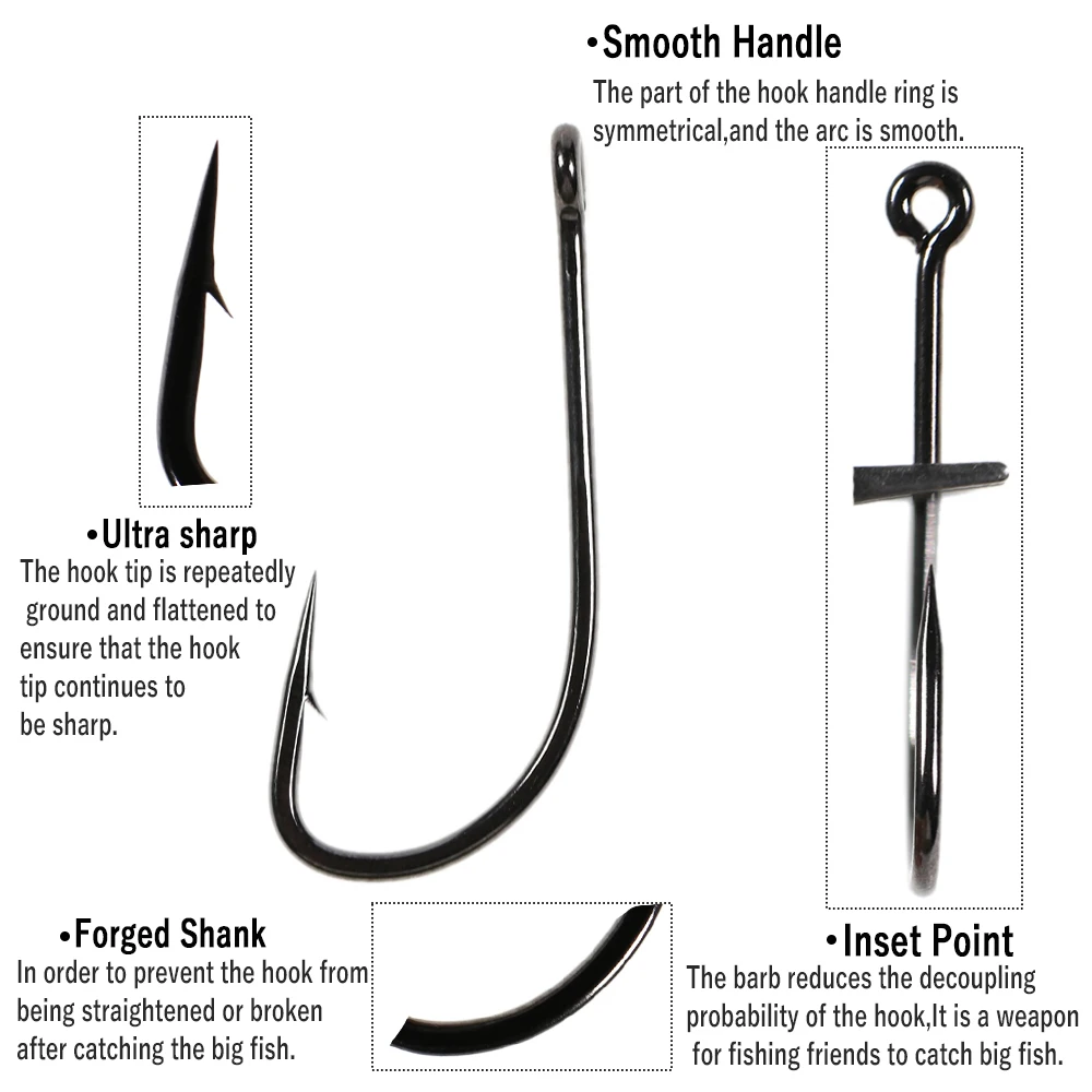 Wifreo-anzuelos de pesca con mosca, ganchos de serpentina de acero de alto carbono, anzuelos forjados para insectos de pelo de agua salada y mojado, 30 piezas, 2X - imagen 5