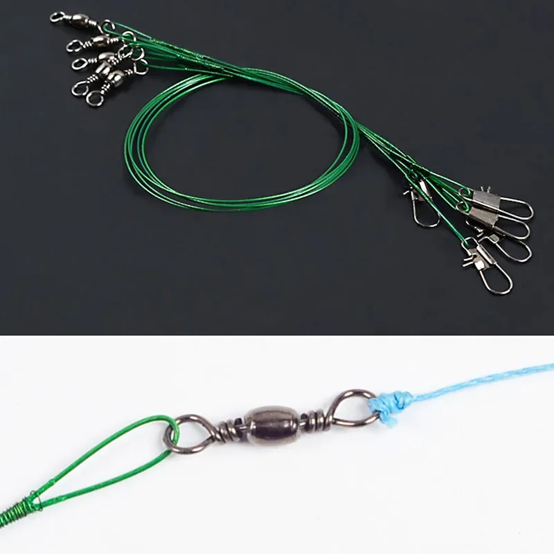 20 Uds. Línea de pesca de acero antimordida líder de alambre de acero con accesorio de pesca giratorio 15cm 20cm 25cm correa de núcleo de plomo alambre de pesca - imagen 3