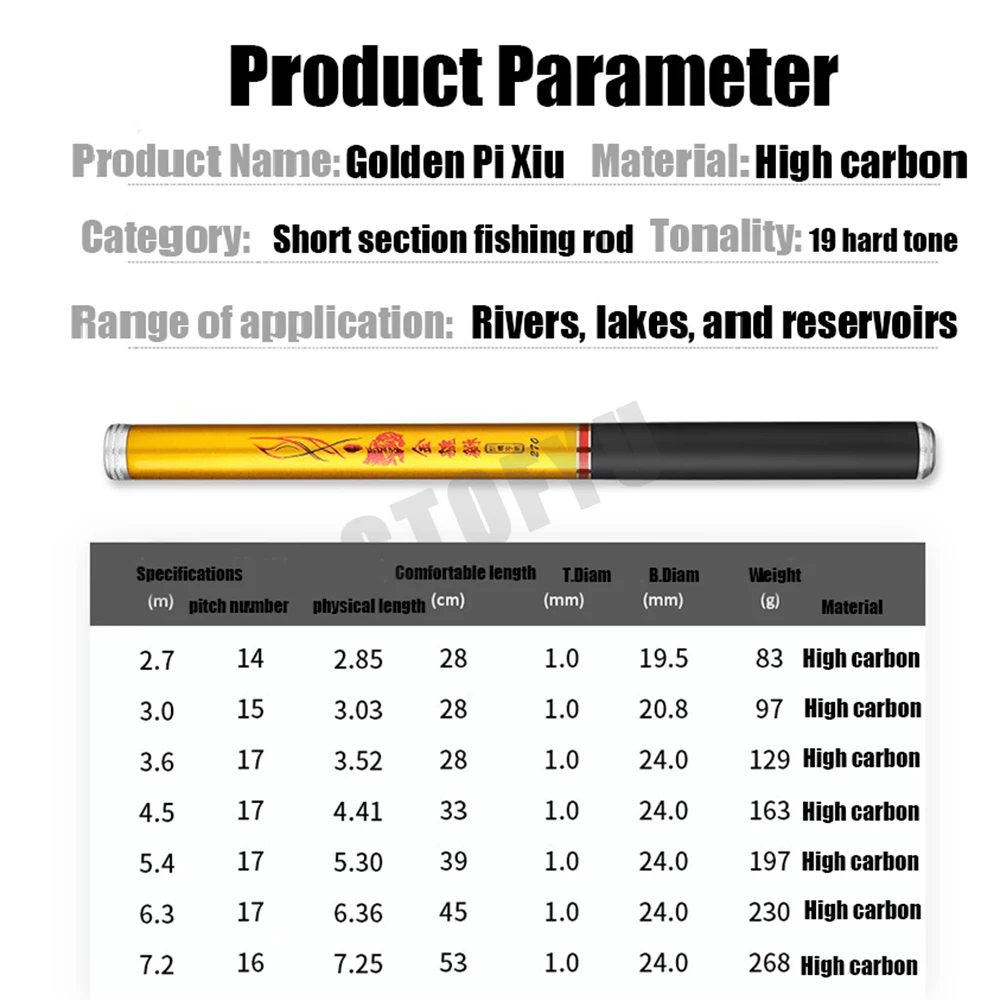 2,7 m 4,5 m 5,4 m 6,3 m 7,2 m caña de pescar Tenkara caña de pescar corta corriente de lago plegable todas las aguas calidad tubo de carbono caña Creek - imagen 3