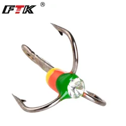 FTK 5 uds anzuelo de pesca de invierno anzuelo triple volteado de acero rico en carbono 6/8/10/12 #   Para aparejos de pesca con triple anzuelo