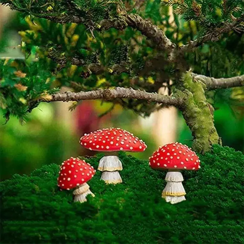 Mini Hongos Luminosos – Set de 3 Figuras de Resina para Jardín - imagen 4