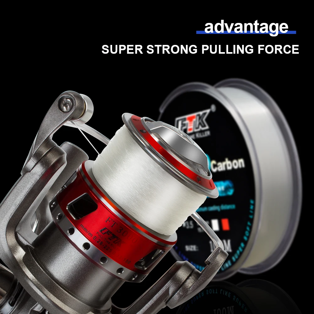 FTK 100m 4,13-34,32LB línea de señuelo de Pesca de fluorocarbono 0,14mm-0,5mm línea de Pesca con mosca de fibra de carbono rosa línea súper suave Pesca - imagen 5